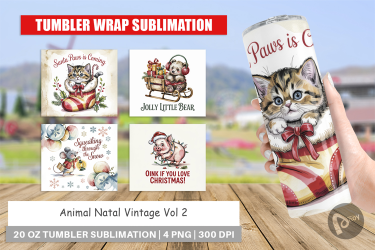 Tumbler Vintage Christmas Animal