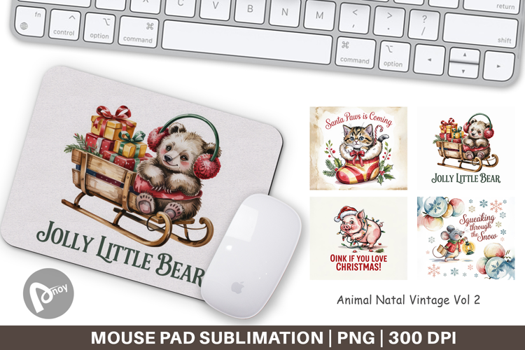Mouse Pad Vintage Christmas Animal