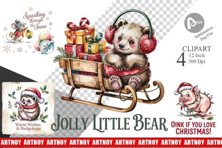 Vintage Christmas Animal Clipart