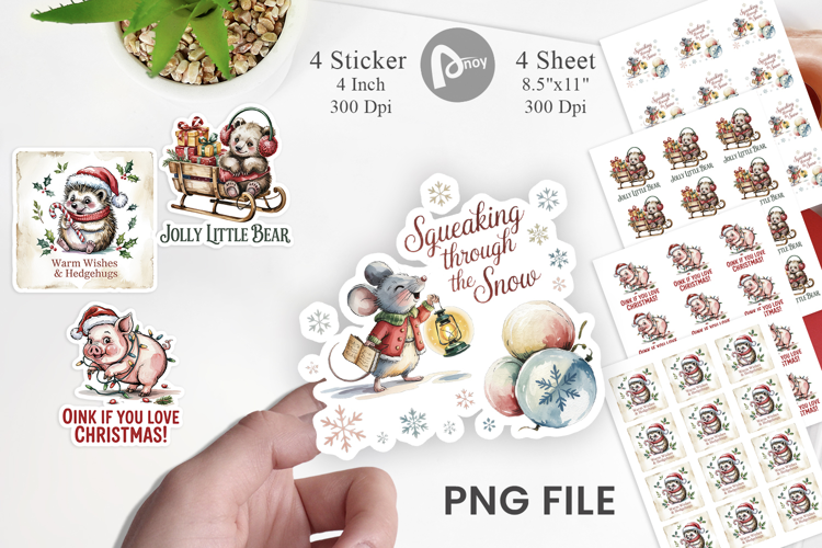 Vintage Christmas Animal Sticker