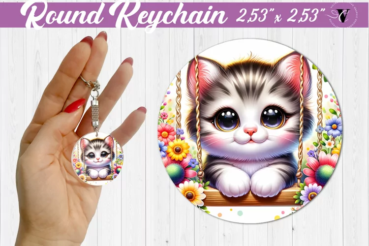 Round keychain | Cute Animals on swings