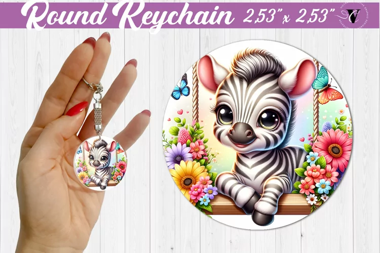 Round keychain | Cute Animals on swings