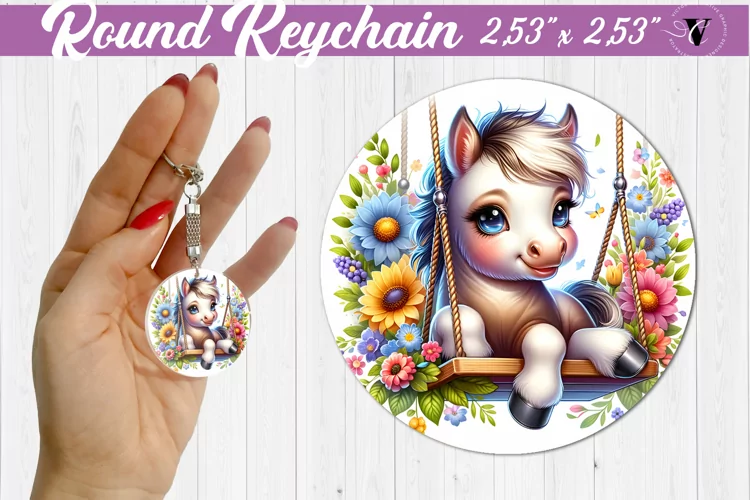 Round keychain | Cute Animals on swings