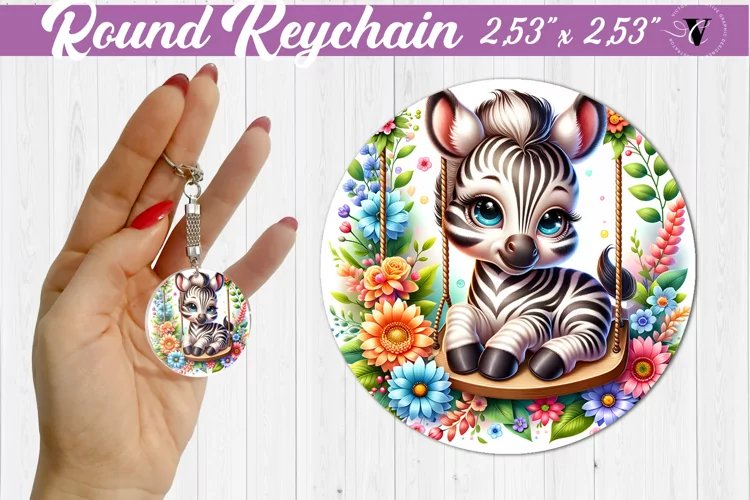 Round keychain | Cute Animals on swings