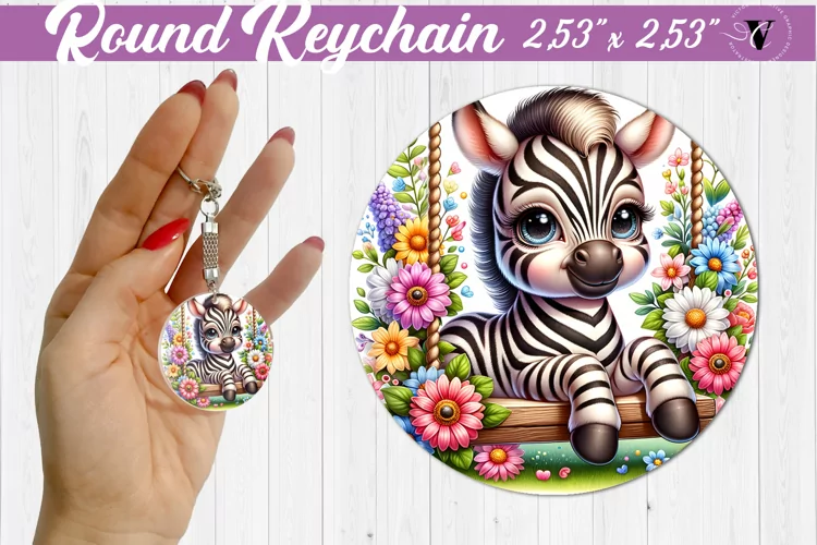 Round keychain | Cute Animals on swings