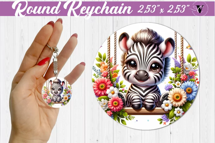 Round keychain | Cute Animals on swings