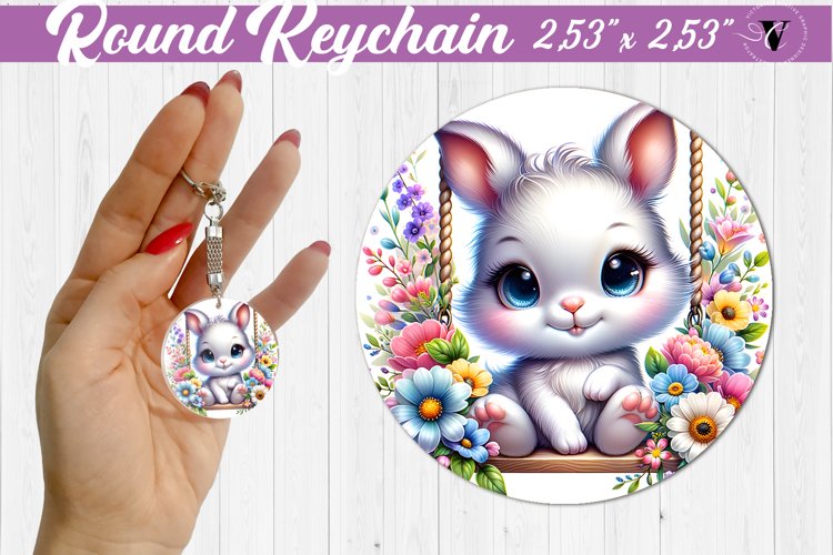 Round keychain | Cute Animals on swings (3711904)