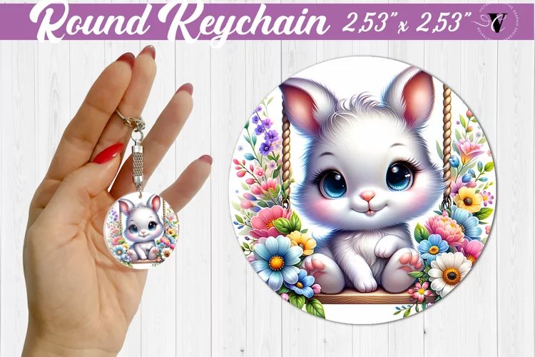 Round keychain | Cute Animals on swings