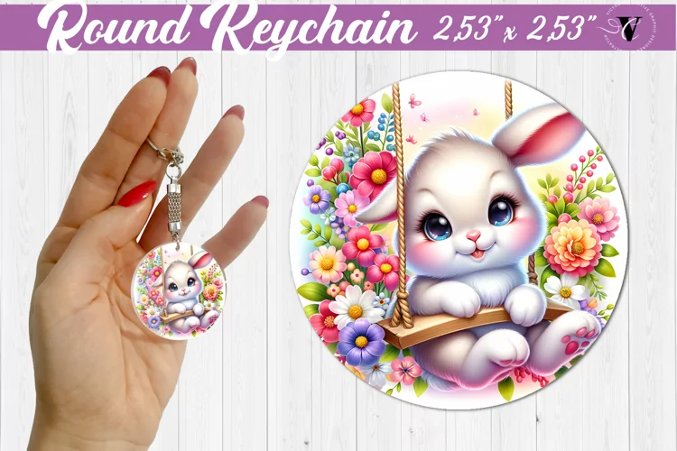 Round keychain | Cute Animals on swings