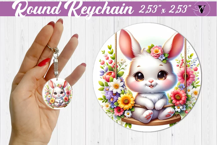 Round keychain | Cute Animals on swings
