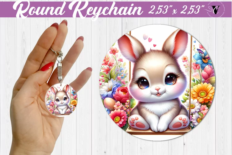 Round keychain | Cute Animals on swings