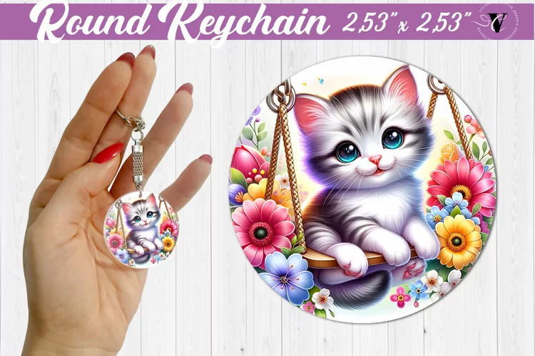 Round keychain | Cute Animals on swings