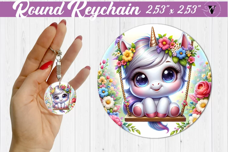 Round keychain | Cute Animals on swings