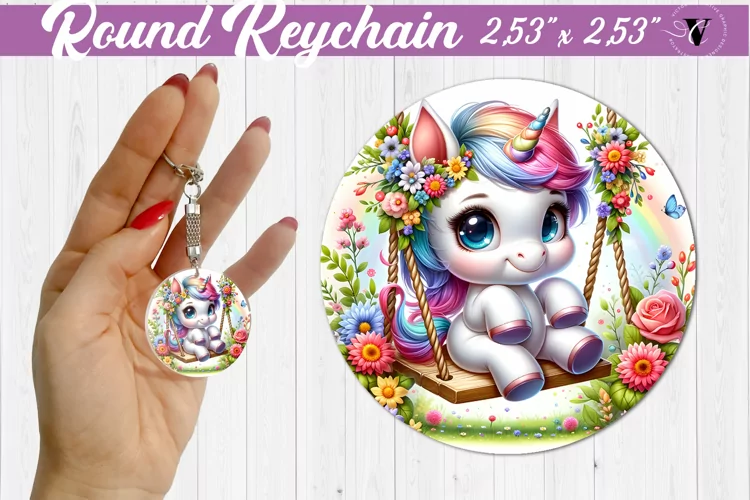 Round keychain | Cute Animals on swings