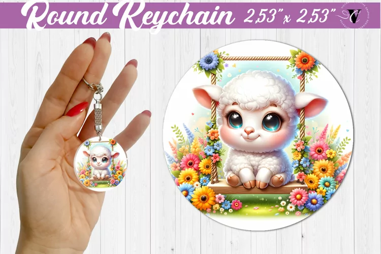 Round keychain | Cute Animals on swings