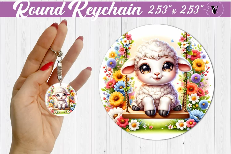Round keychain | Cute Animals on swings