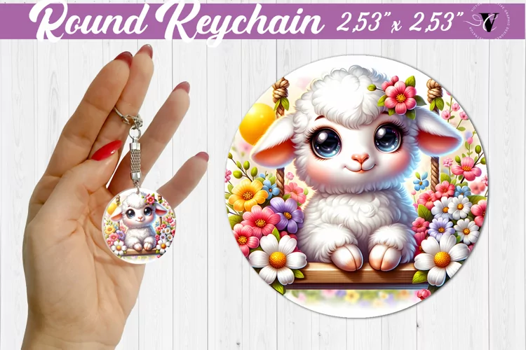 Round keychain | Cute Animals on swings