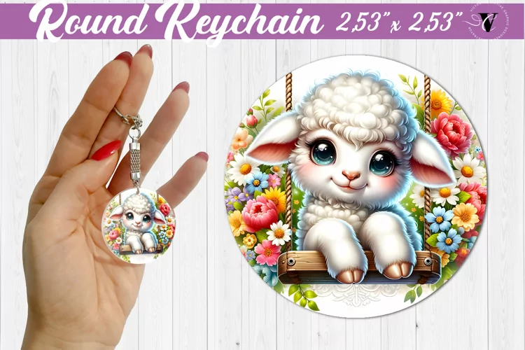 Round keychain | Cute Animals on swings