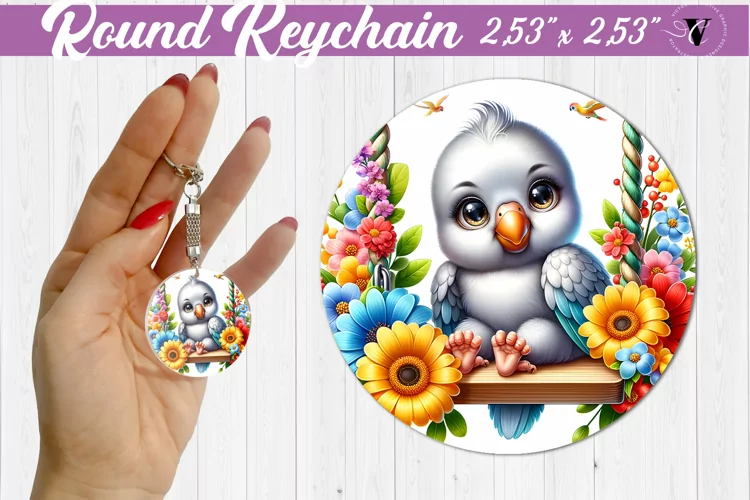 Round keychain | Cute Animals on swings