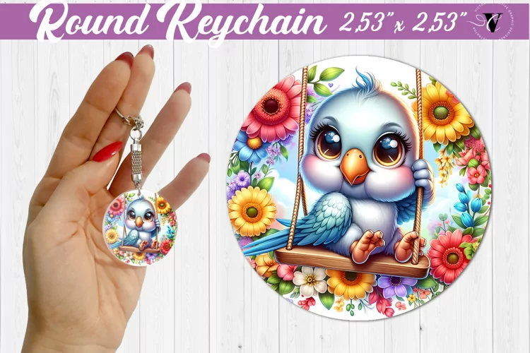 Round keychain | Cute Animals on swings