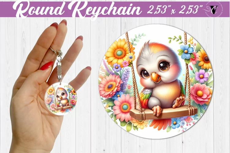 Round keychain | Cute Animals on swings