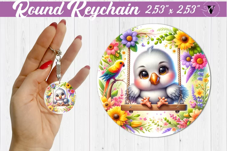 Round keychain | Cute Animals on swings