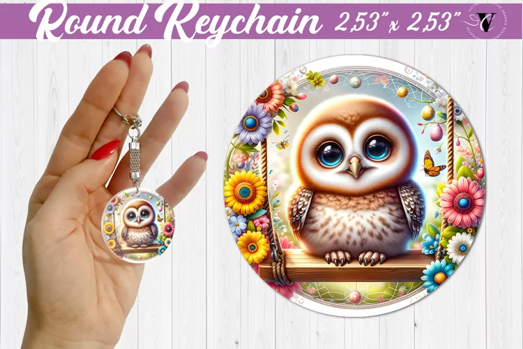 Round keychain | Cute Animals on swings