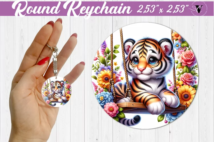 Round keychain | Cute Animals on swings