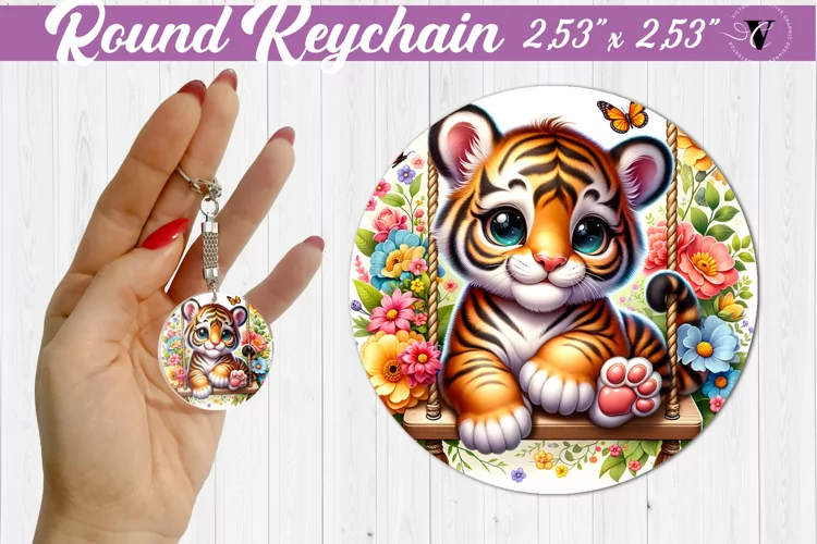 Round keychain | Cute Animals on swings