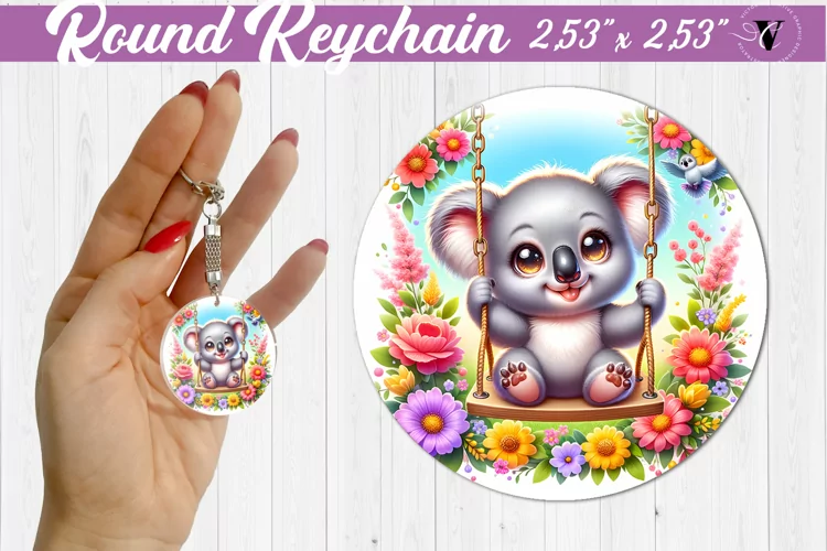 Round keychain | Cute Animals on swings