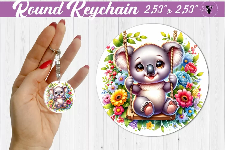 Round keychain | Cute Animals on swings