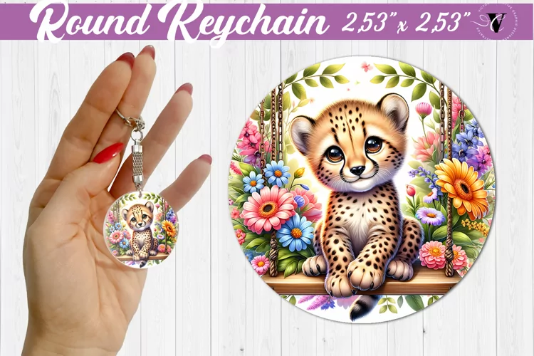 Round keychain | Cute Animals on swings