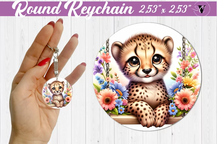Round keychain | Cute Animals on swings
