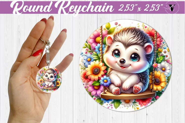 Round keychain | Cute Animals on swings