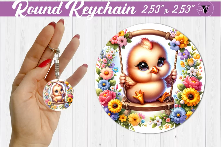 Round keychain | Cute Animals on swings