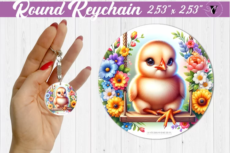 Round keychain | Cute Animals on swings