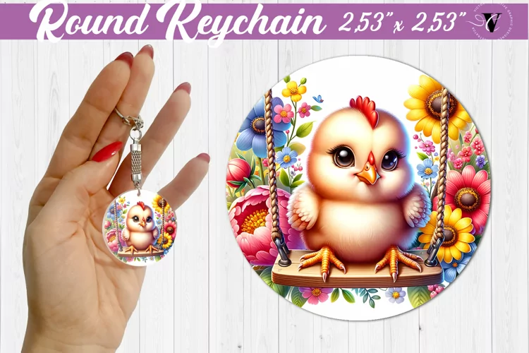 Round keychain | Cute Animals on swings
