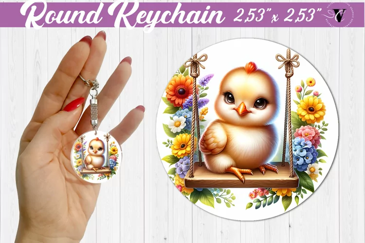 Round keychain | Cute Animals on swings