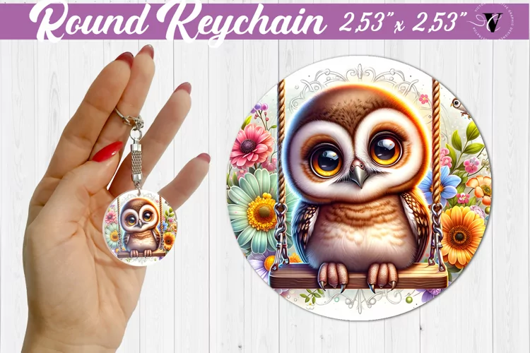 Round keychain | Cute Animals on swings