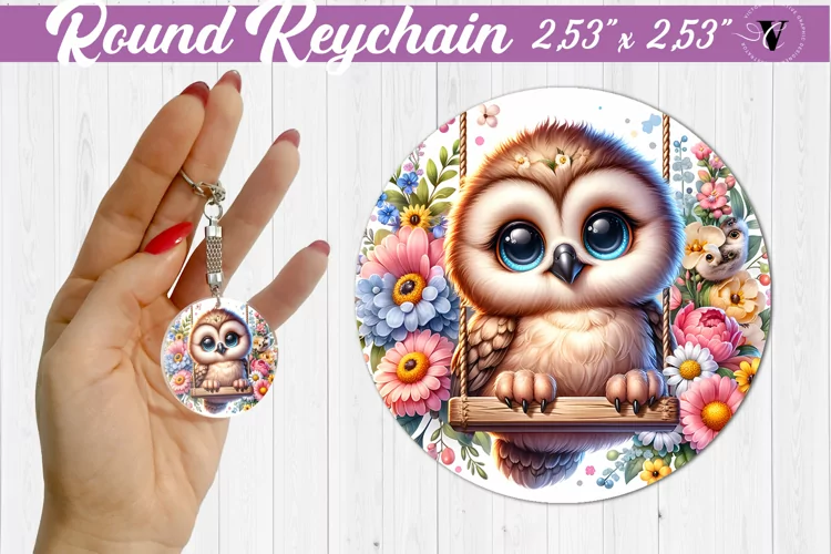 Round keychain | Cute Animals on swings