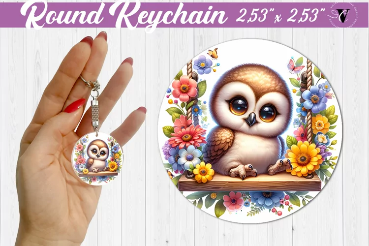 Round keychain | Cute Animals on swings