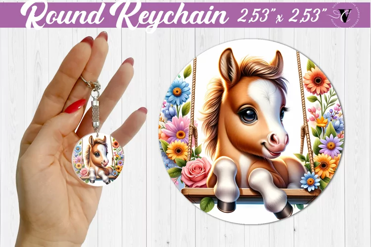 Round keychain | Cute Animals on swings