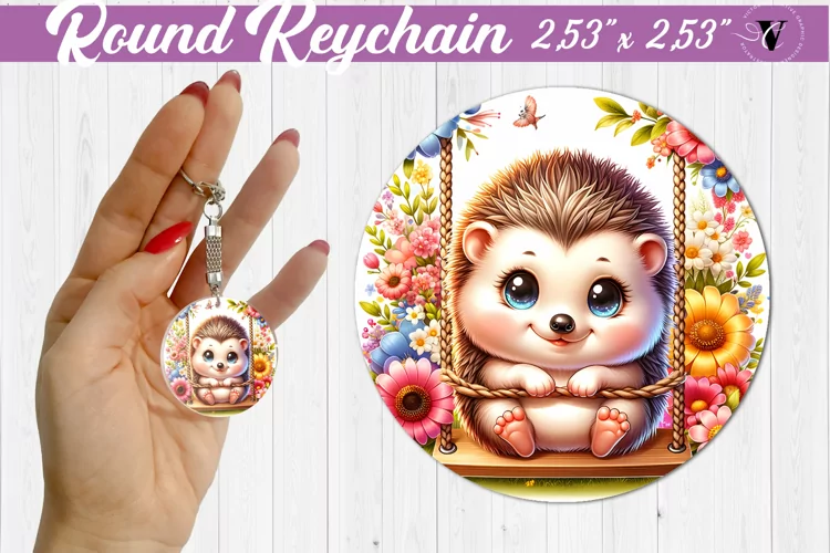 Round keychain | Cute Animals on swings