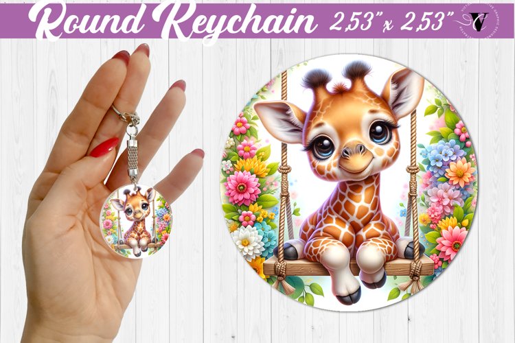 Round keychain | Cute Animals on swings (3711942)