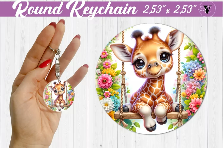 Round keychain | Cute Animals on swings