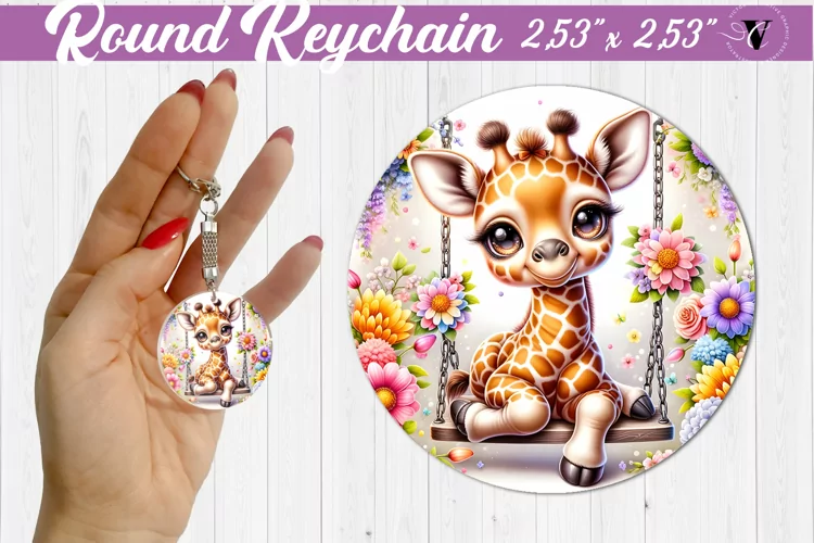 Round keychain | Cute Animals on swings