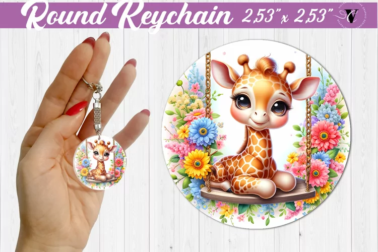 Round keychain | Cute Animals on swings