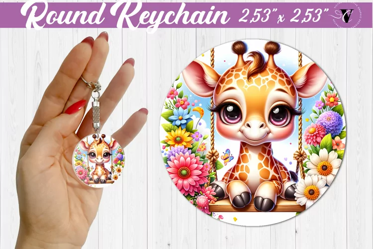 Round keychain | Cute Animals on swings