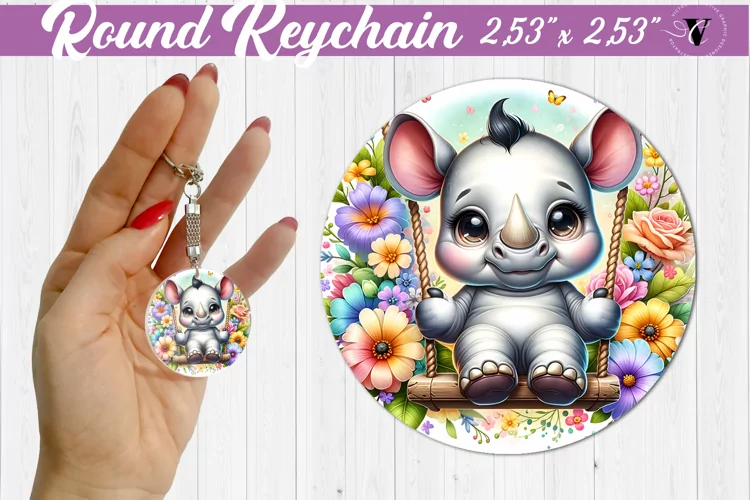Round keychain | Cute Animals on swings