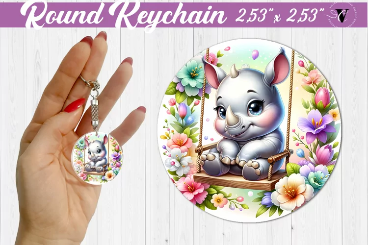 Round keychain | Cute Animals on swings